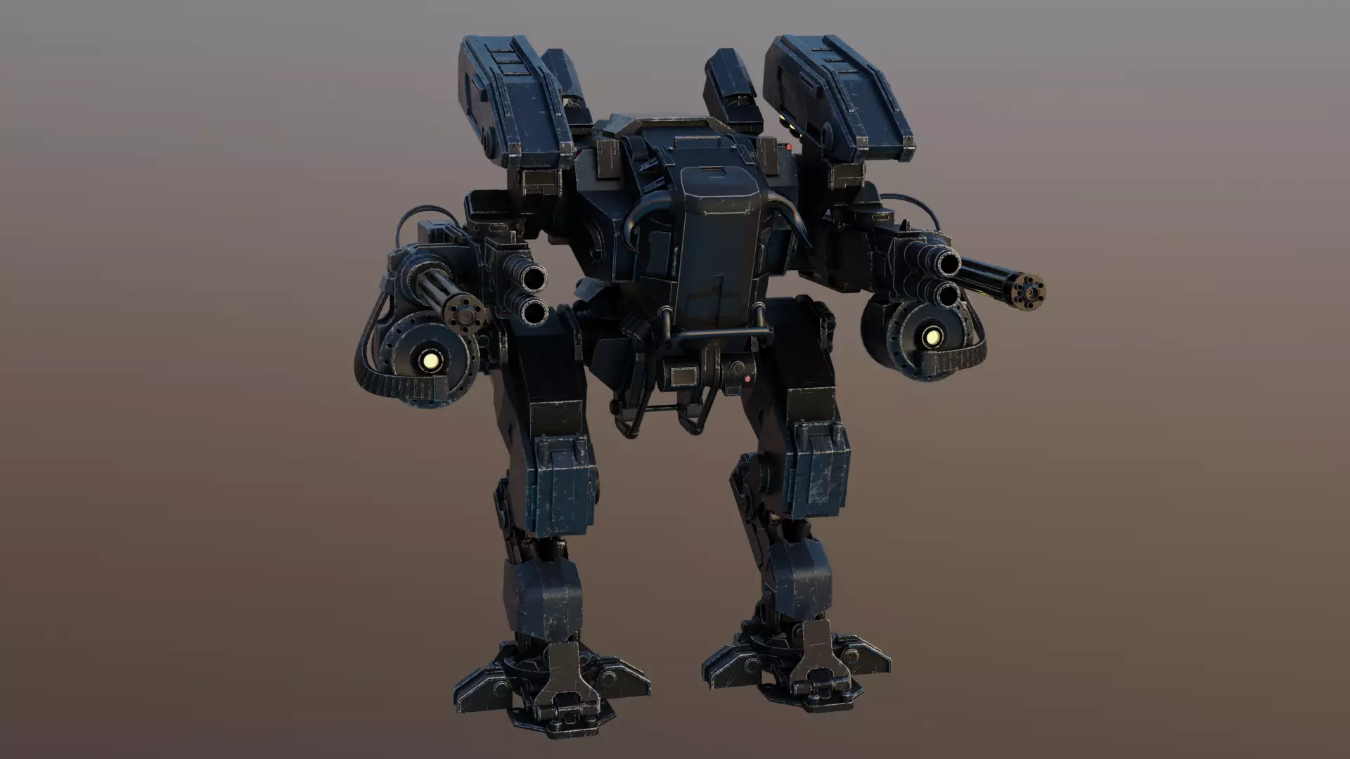 The Mech futuristic robot Low-poly 3D model_0