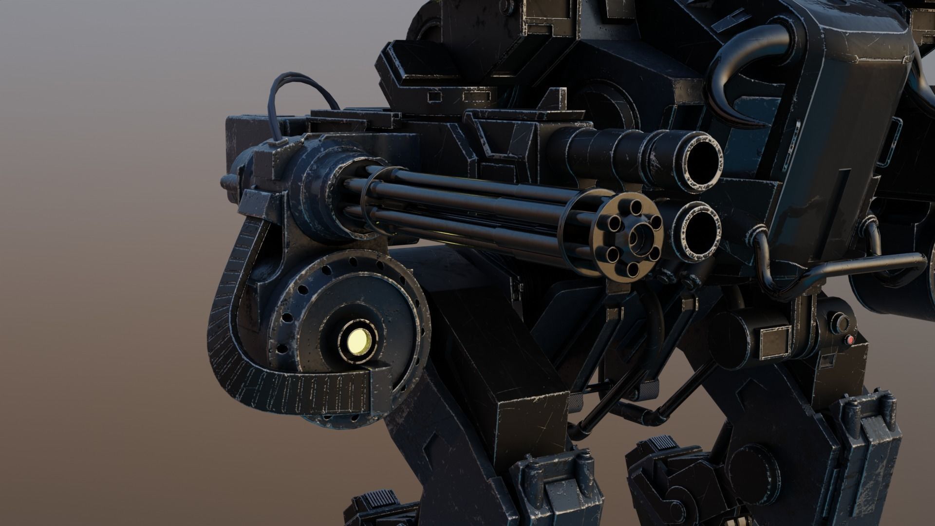 The Mech futuristic robot Low-poly 3D model_2