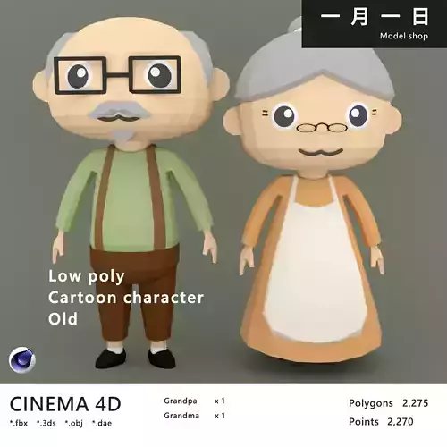 Low Poly Cartoon character  Old