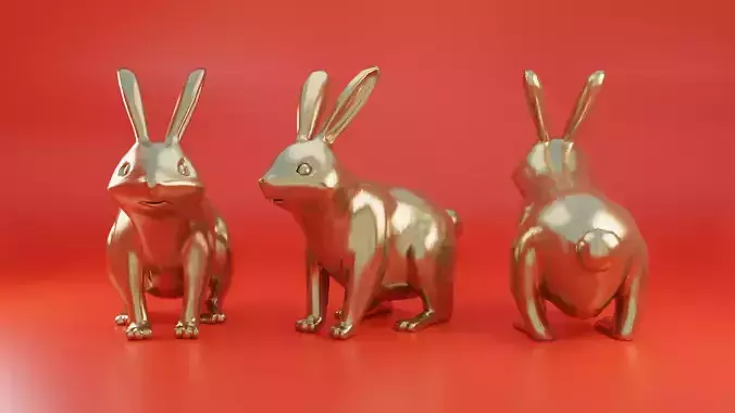 Rabbit Matte Gold  Low-poly 3D model
