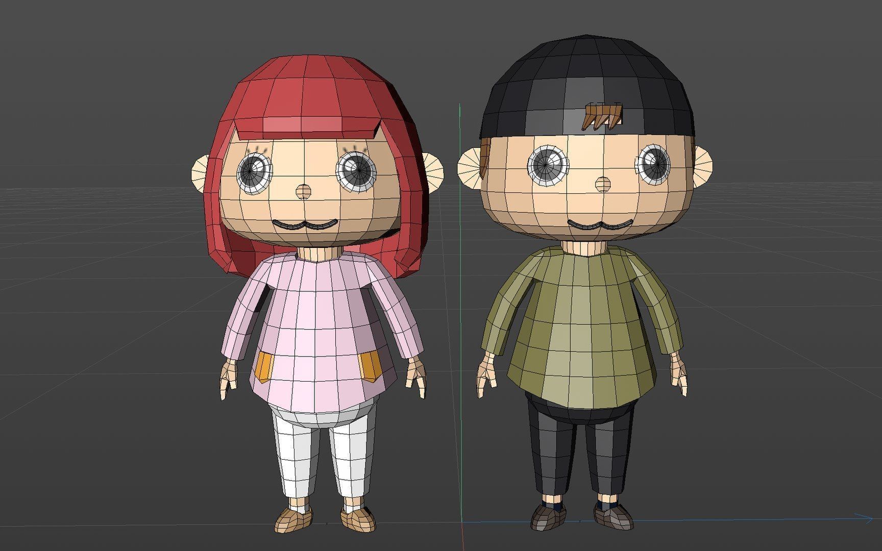 Low poly Cartoon character Youth Low-poly 3D model_6