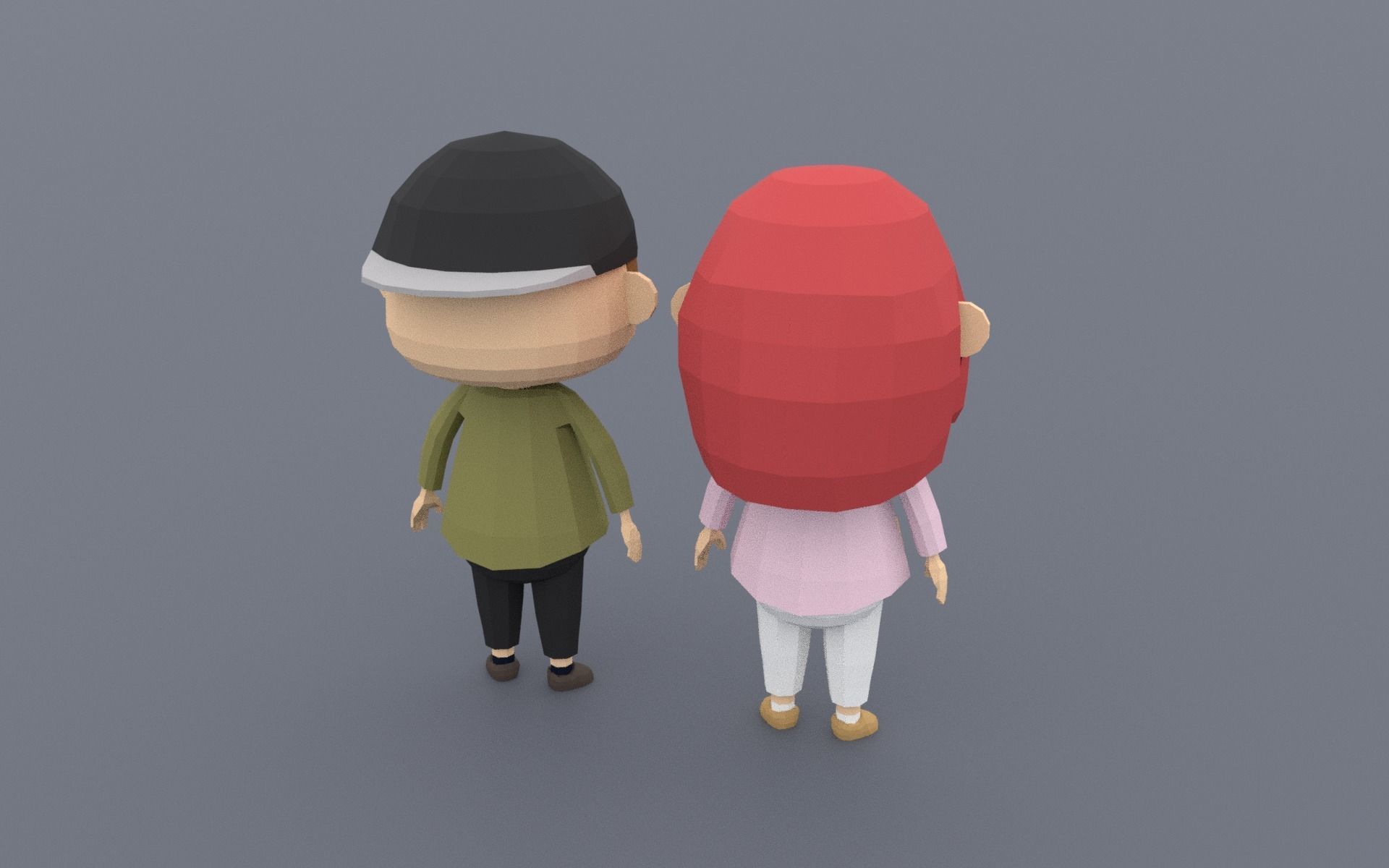 Low poly Cartoon character Youth Low-poly 3D model_3