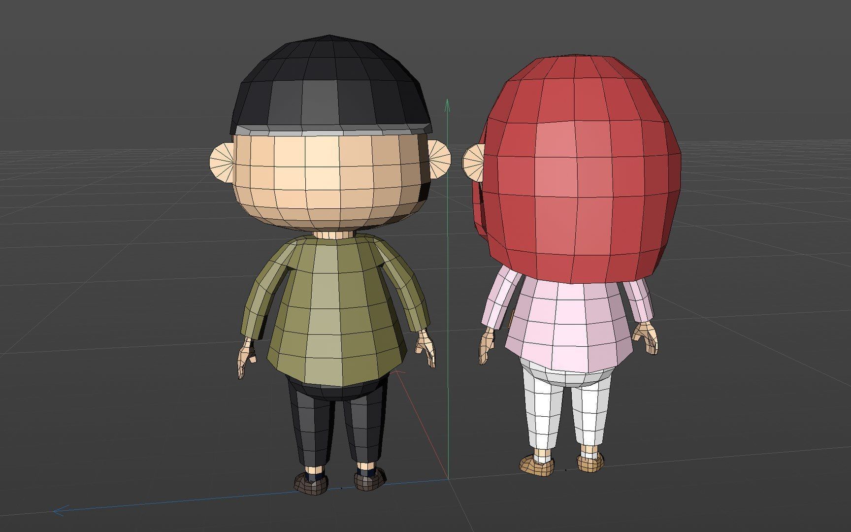 Low poly Cartoon character Youth Low-poly 3D model_7
