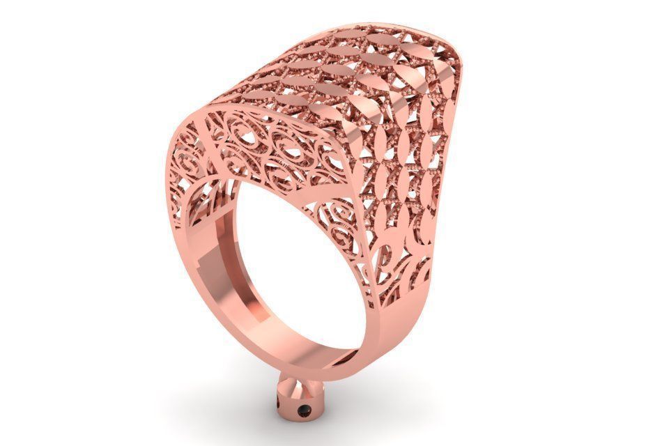 Vintage Filigree Ring STL OBJ FBX Renders Details 3D print model_3