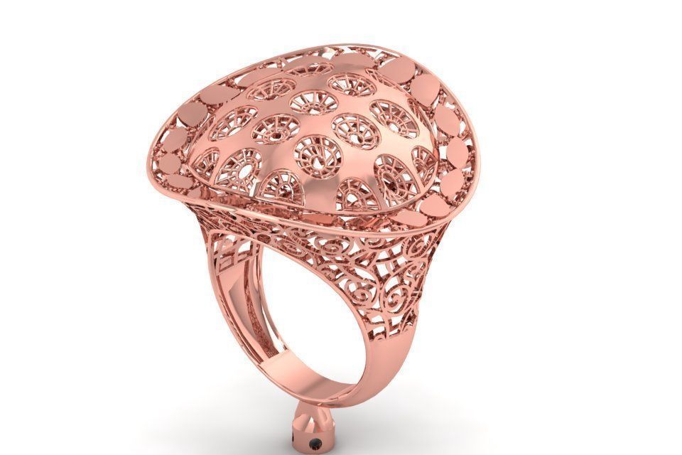 Vintage Filigree Ring STL OBJ FBX Renders Details 3D print model_2