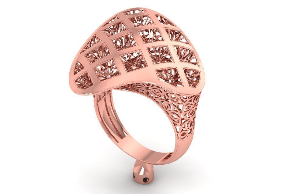 Vintage Filigree Ring STL OBJ FBX Renders Details 3D print model_1