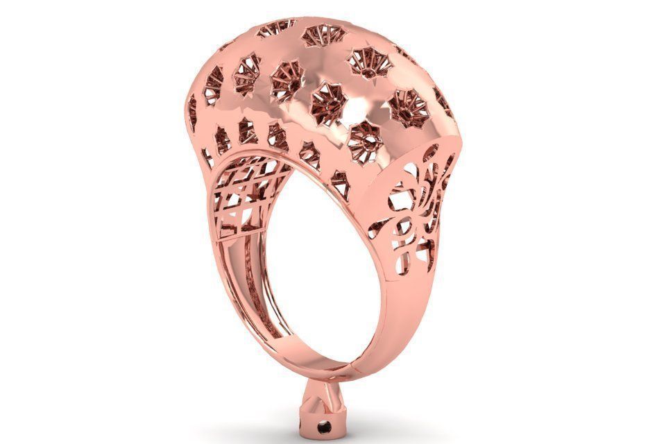 Vintage Filigree Ring STL OBJ FBX Renders Details 3D print model_1