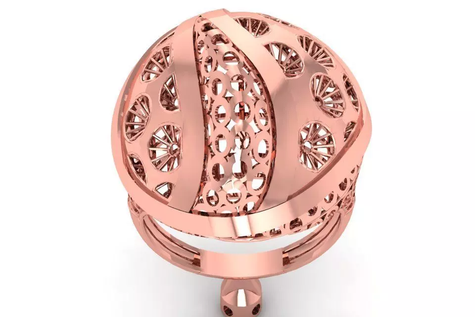 Vintage Filigree Ring STL OBJ FBX Renders Details 3D print model_0