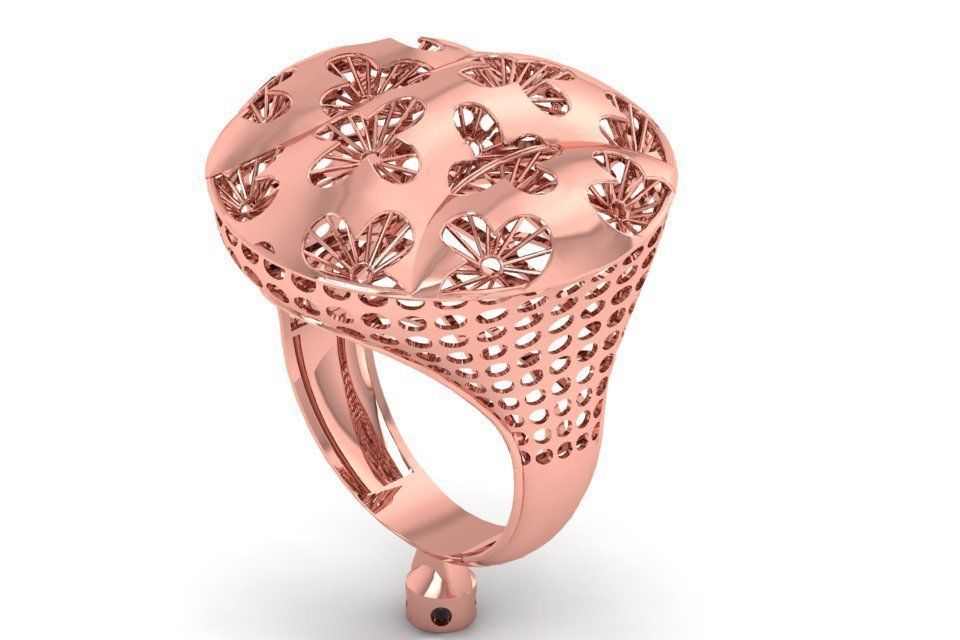 Vintage Filigree Ring STL OBJ FBX Renders Details 3D print model_2