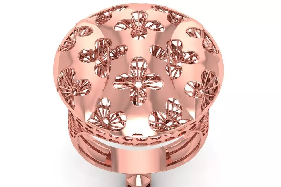 Vintage Filigree Ring STL OBJ FBX Renders Details 3D print model_0