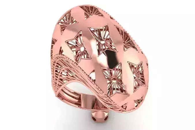Vintage Filigree Ring STL OBJ FBX Renders Details