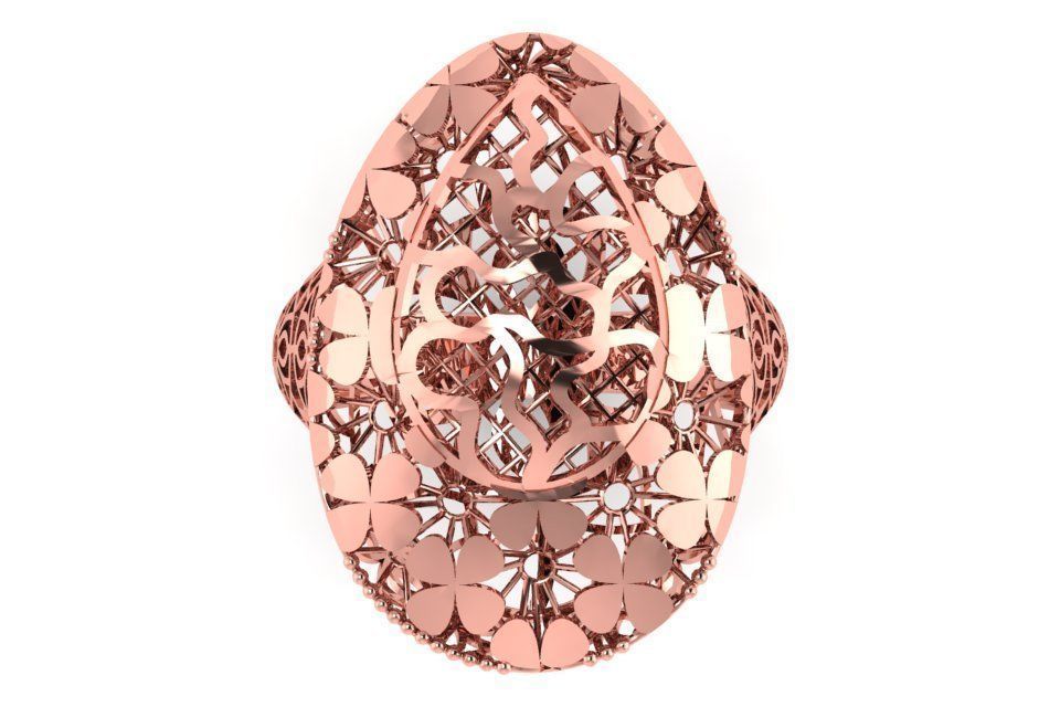 Vintage Filigree Ring STL OBJ FBX Renders Details 3D print model_1