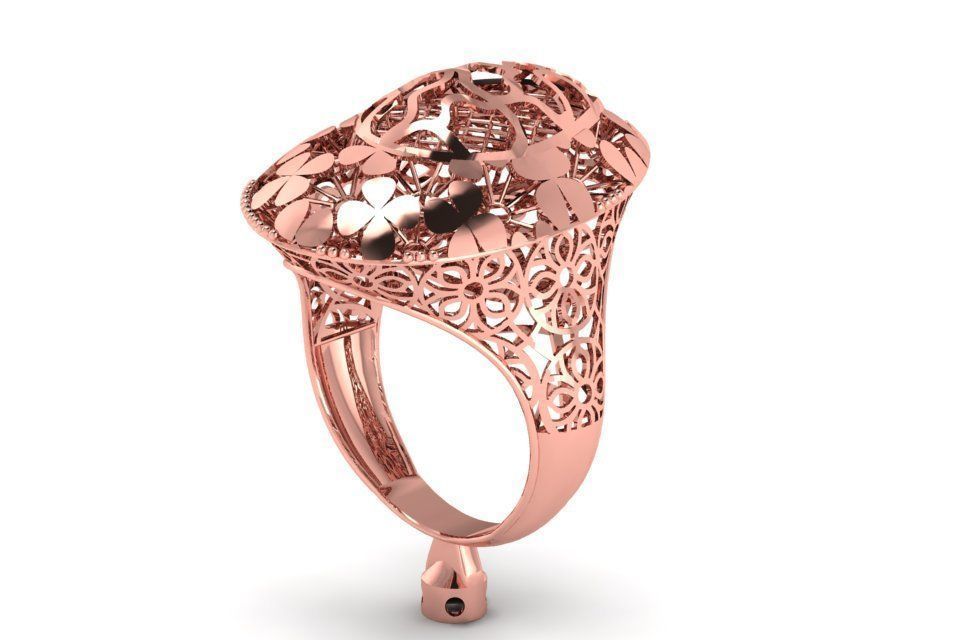 Vintage Filigree Ring STL OBJ FBX Renders Details 3D print model_3