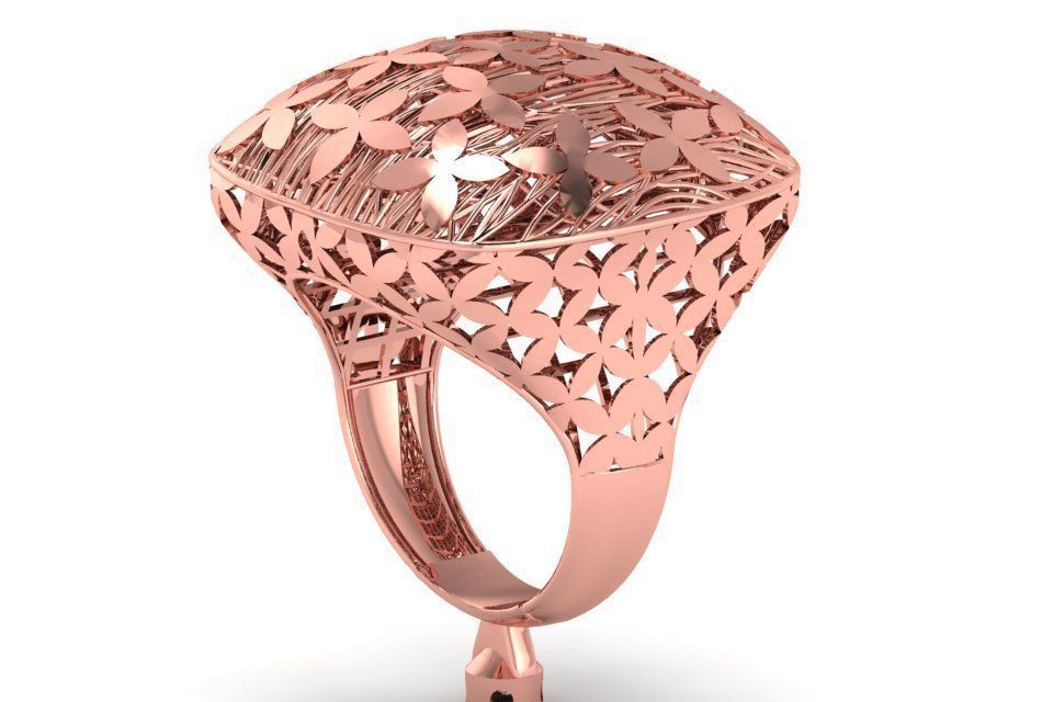 Vintage Filigree Ring STL OBJ FBX Renders Details 3D print model_3