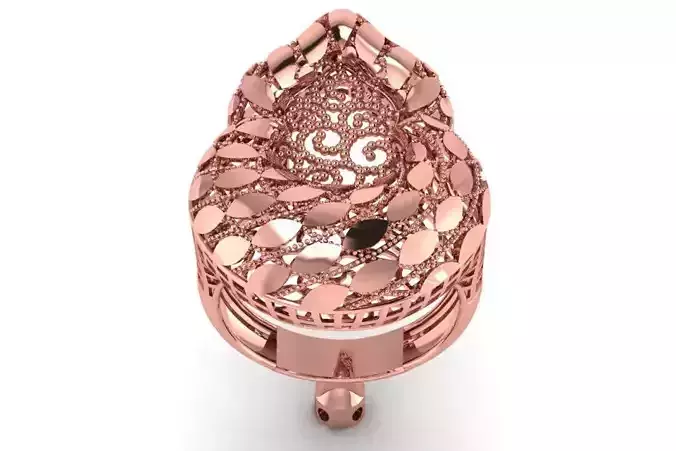Vintage Filigree Ring STL OBJ FBX Renders Details