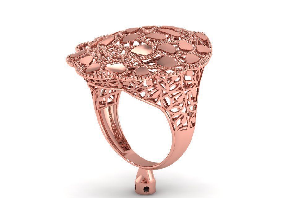 Vintage Filigree Ring STL OBJ FBX Renders Details 3D print model_2