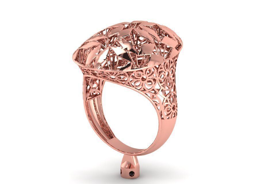 Vintage Filigree Ring STL OBJ FBX Renders Details 3D print model_3