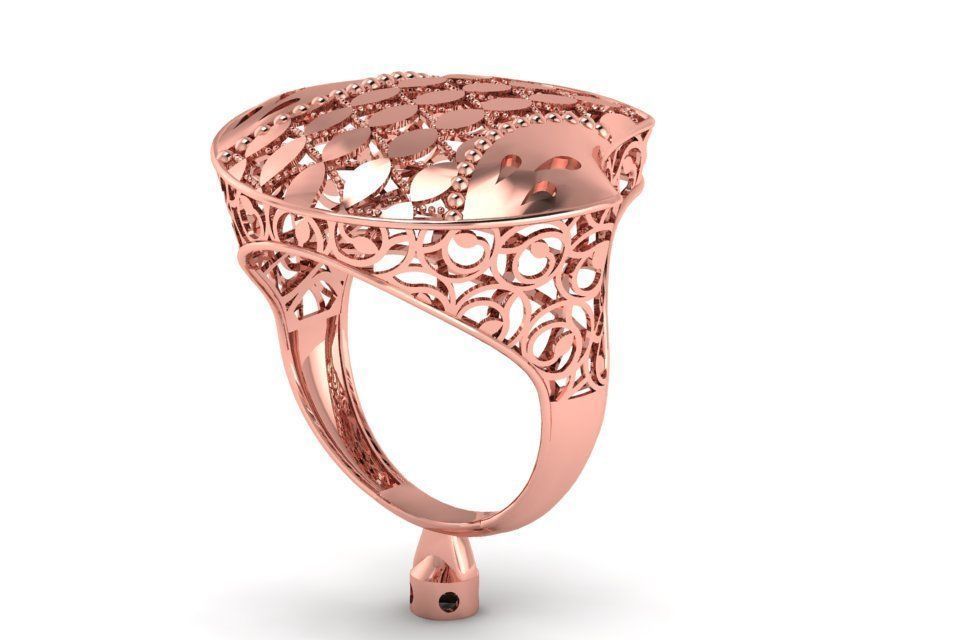 Vintage Filigree Ring STL OBJ FBX Renders Details 3D print model_1