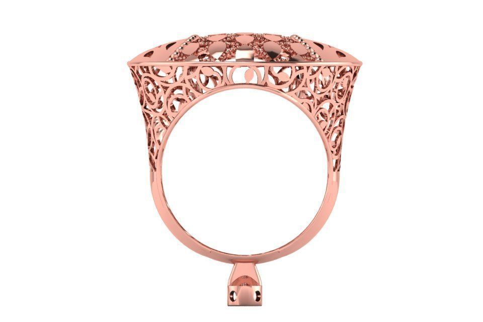 Vintage Filigree Ring STL OBJ FBX Renders Details 3D print model_3