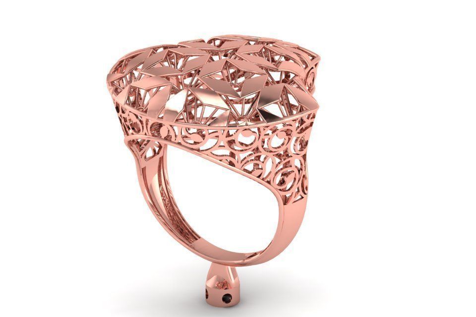 Vintage Filigree Ring STL OBJ FBX Renders Details 3D print model_1