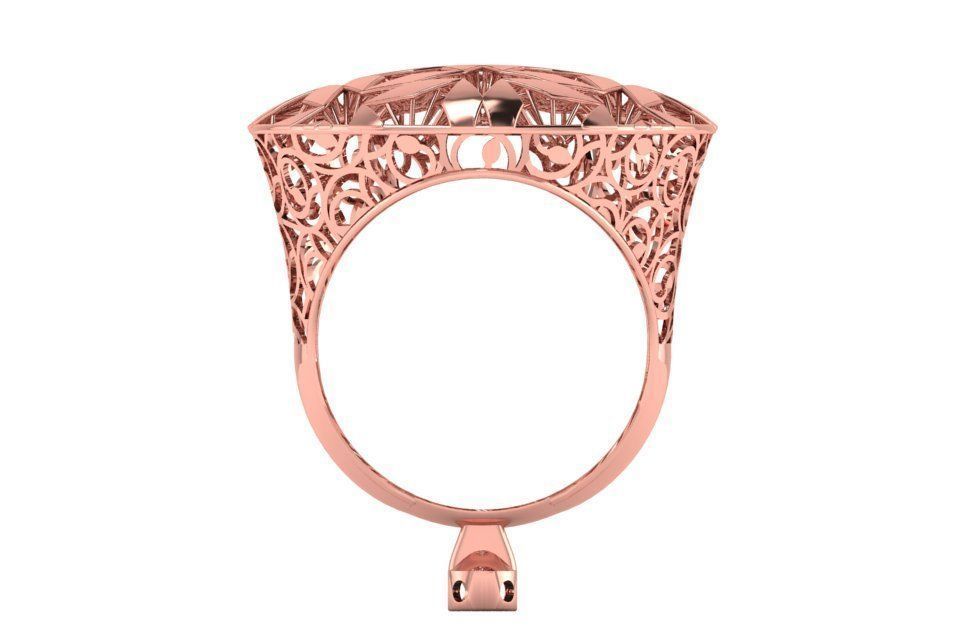 Vintage Filigree Ring STL OBJ FBX Renders Details 3D print model_3