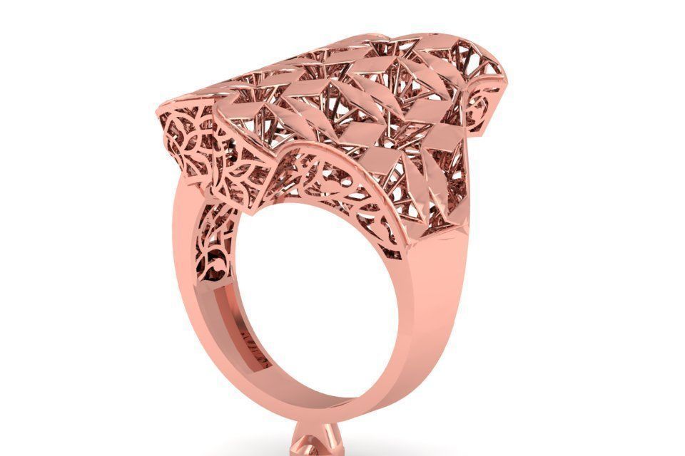 Vintage Filigree Ring STL OBJ FBX Renders Details 3D print model_2