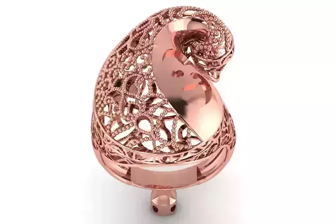 Vintage Filigree Ring STL OBJ FBX Renders Details