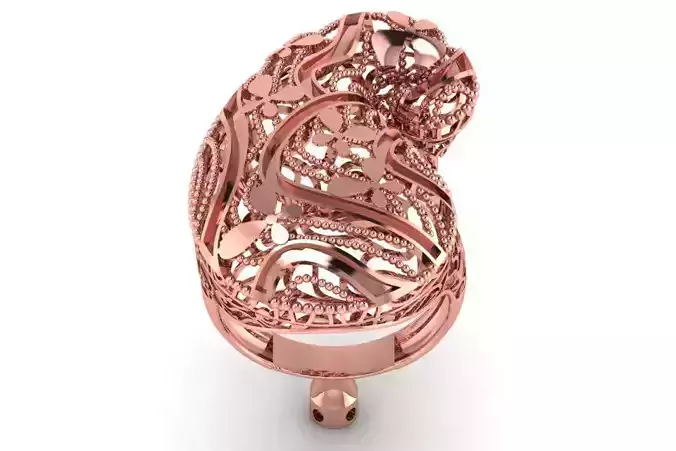 Vintage Filigree Ring STL OBJ FBX Renders Details