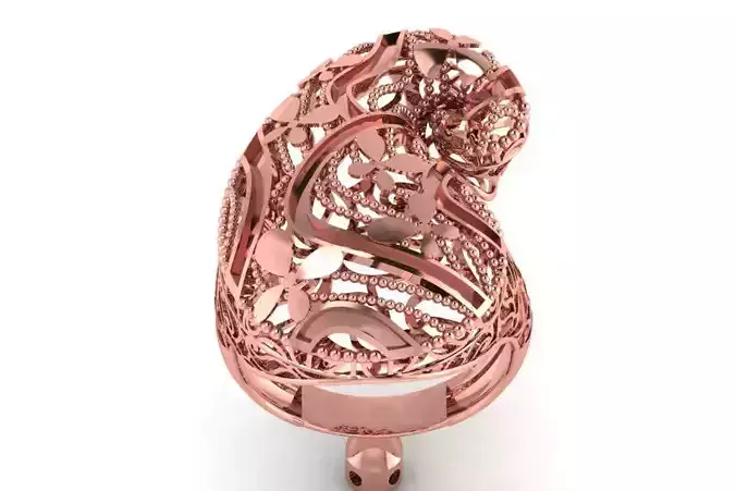 Vintage Filigree Ring STL OBJ FBX Renders Details