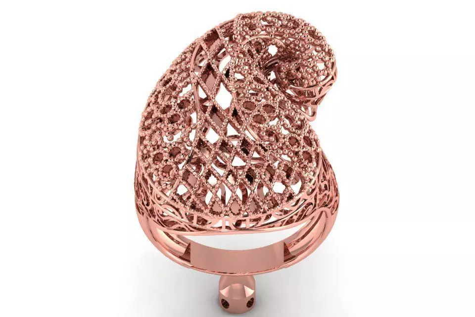 Vintage Filigree Ring STL OBJ FBX Renders Details 3D print model_0
