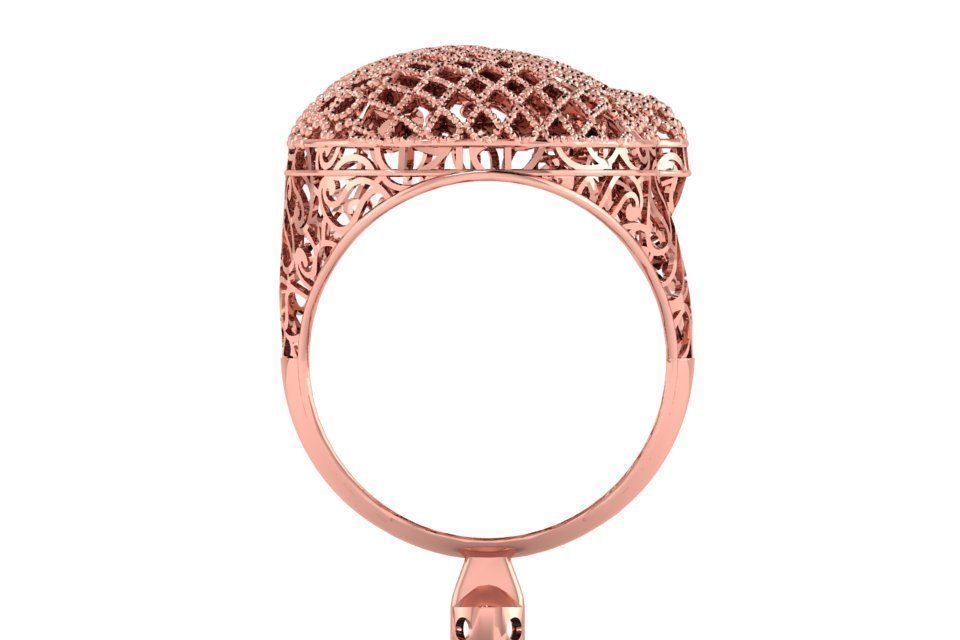 Vintage Filigree Ring STL OBJ FBX Renders Details 3D print model_1