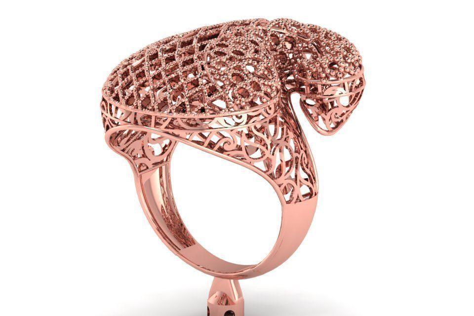Vintage Filigree Ring STL OBJ FBX Renders Details 3D print model_2