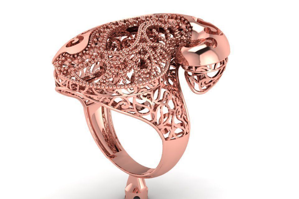 Vintage Filigree Ring STL OBJ FBX Renders Details 3D print model_3