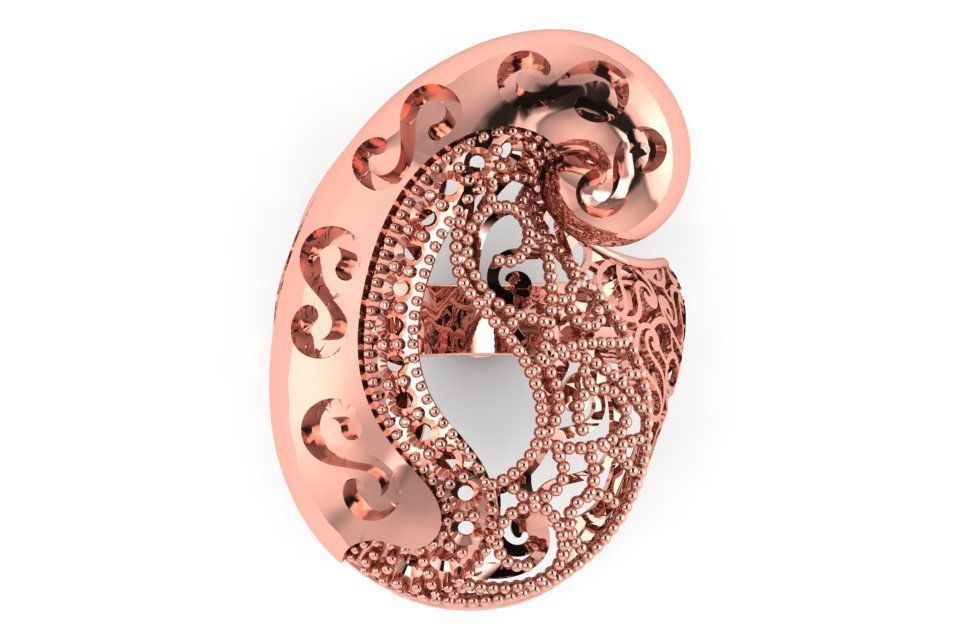 Vintage Filigree Ring STL OBJ FBX Renders Details 3D print model_1
