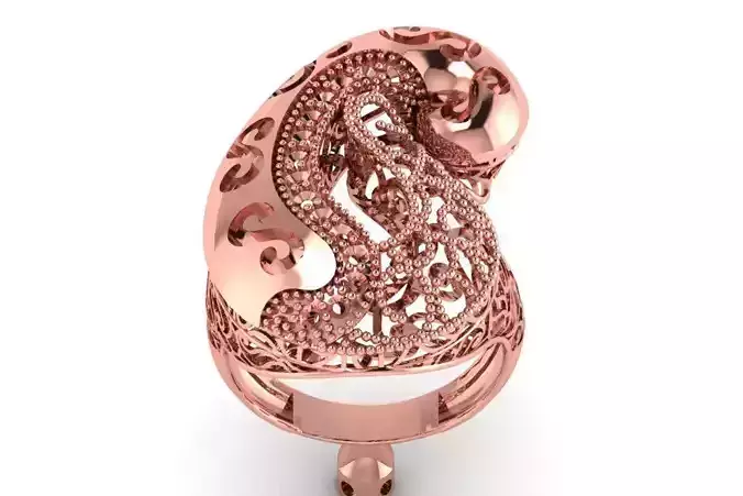 Vintage Filigree Ring STL OBJ FBX Renders Details