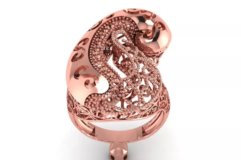 Vintage Filigree Ring STL OBJ FBX Renders Details 3D print model_0