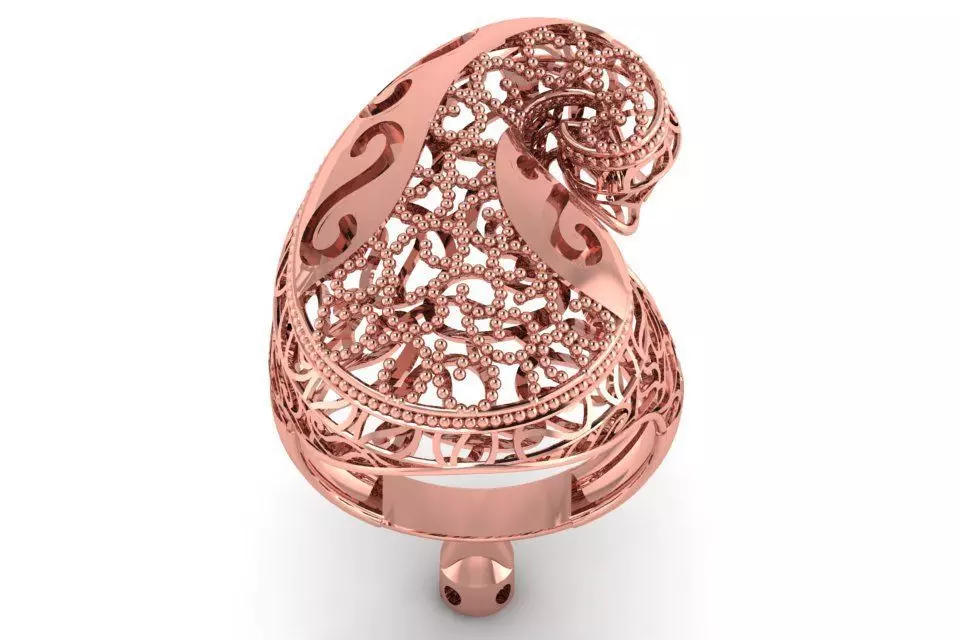 Vintage Filigree Ring STL OBJ FBX Renders Details 3D print model_0