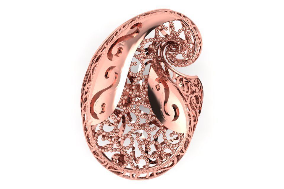 Vintage Filigree Ring STL OBJ FBX Renders Details 3D print model_2