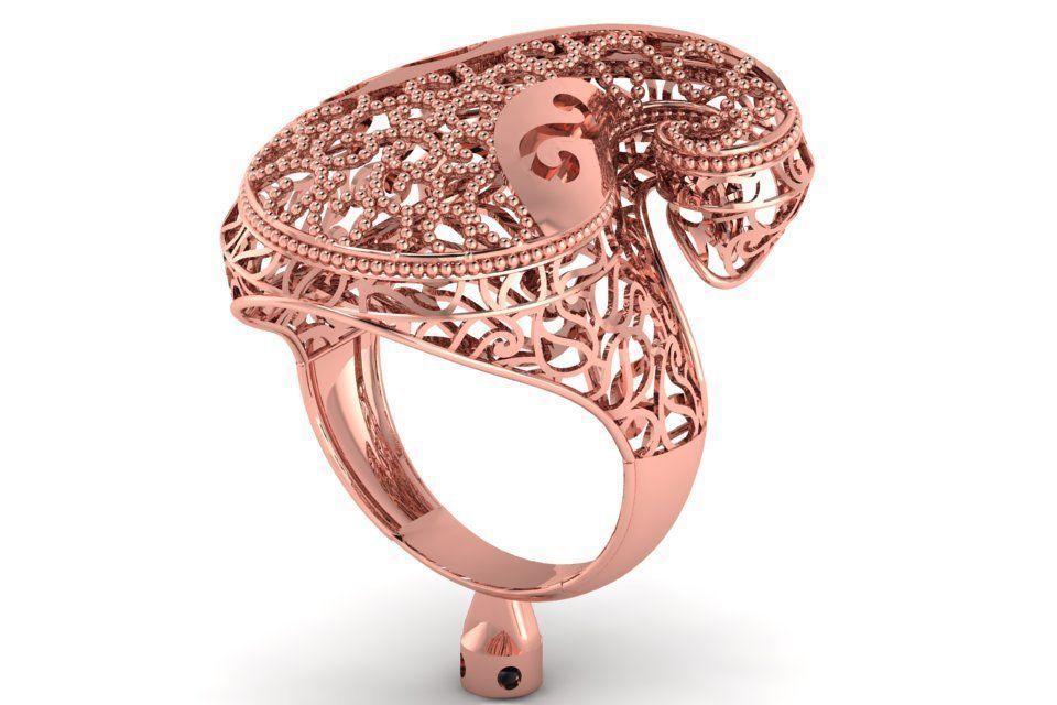 Vintage Filigree Ring STL OBJ FBX Renders Details 3D print model_3