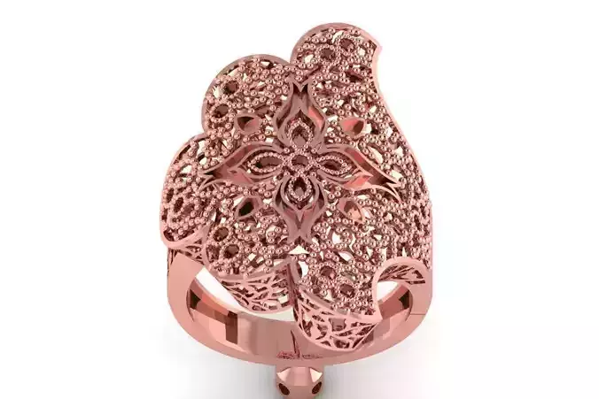 Vintage Filigree Ring STL OBJ FBX Renders Details