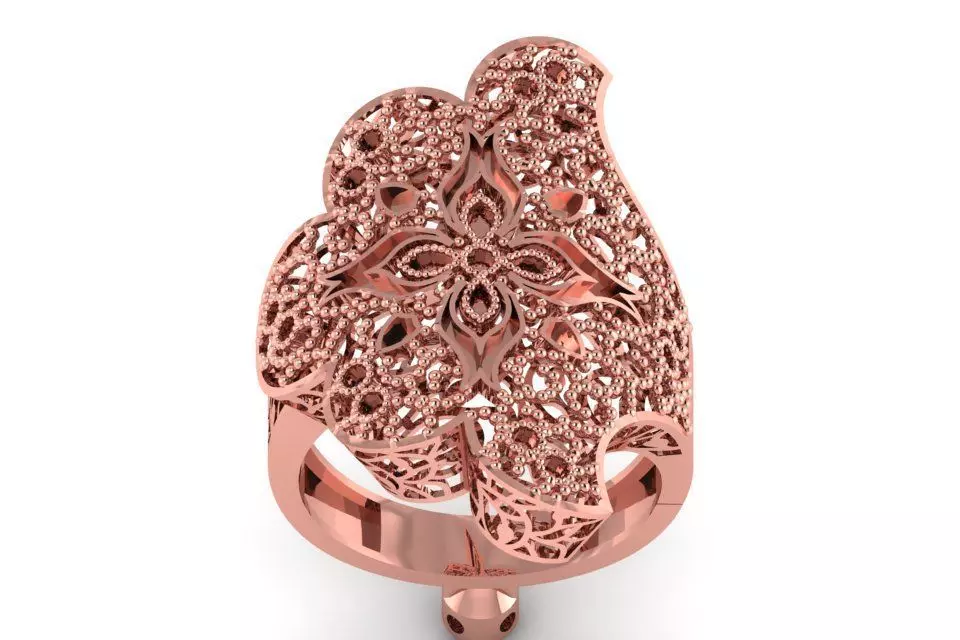 Vintage Filigree Ring STL OBJ FBX Renders Details 3D print model_0