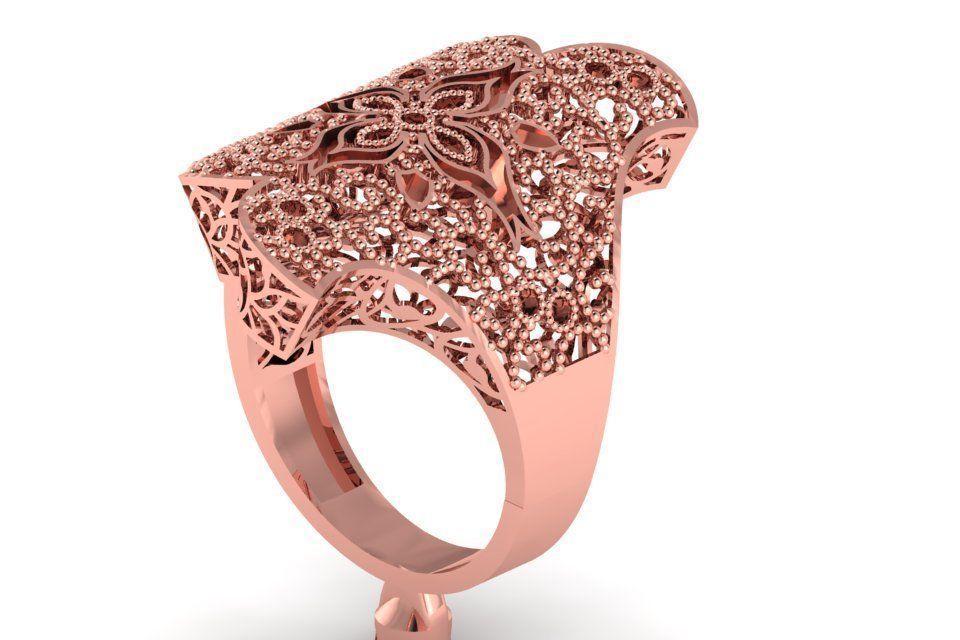 Vintage Filigree Ring STL OBJ FBX Renders Details 3D print model_2