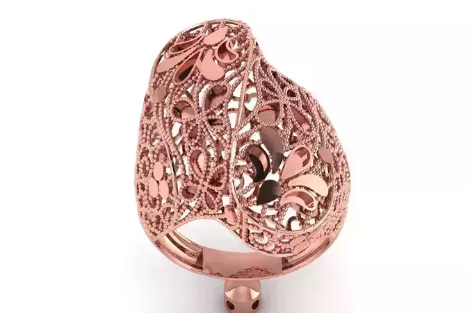 Vintage Filigree Ring STL OBJ FBX Renders Details