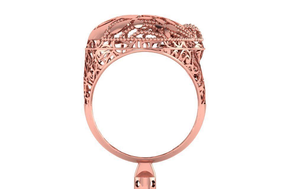 Long Filigree Ring STL OBJ FBX Renders Details 3D print model_2