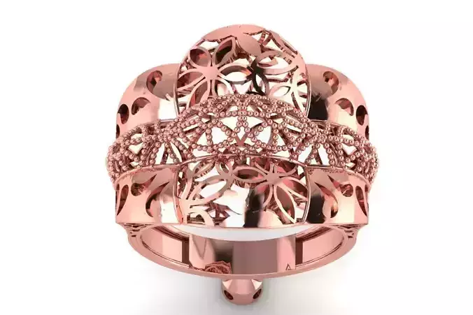 Long Filigree Ring STL OBJ FBX Renders Details