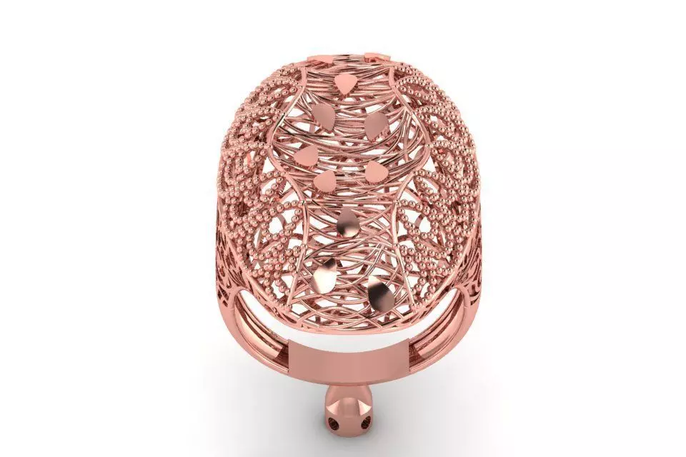 Long Filigree Ring STL OBJ FBX Renders Details 3D print model_0