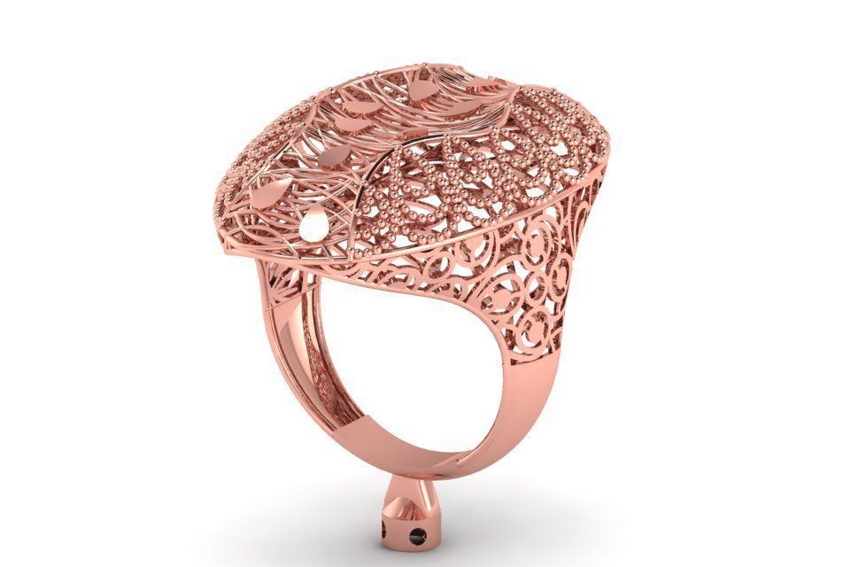 Long Filigree Ring STL OBJ FBX Renders Details 3D print model_3