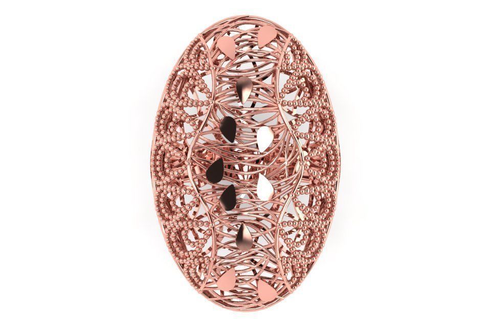 Long Filigree Ring STL OBJ FBX Renders Details 3D print model_2