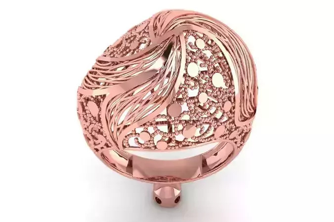 Long Filigree Ring STL OBJ FBX Renders Details
