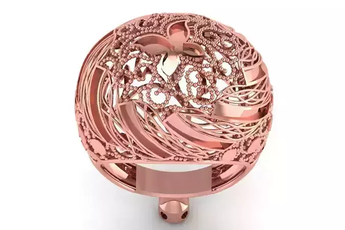 Long Filigree Ring STL OBJ FBX Renders Details
